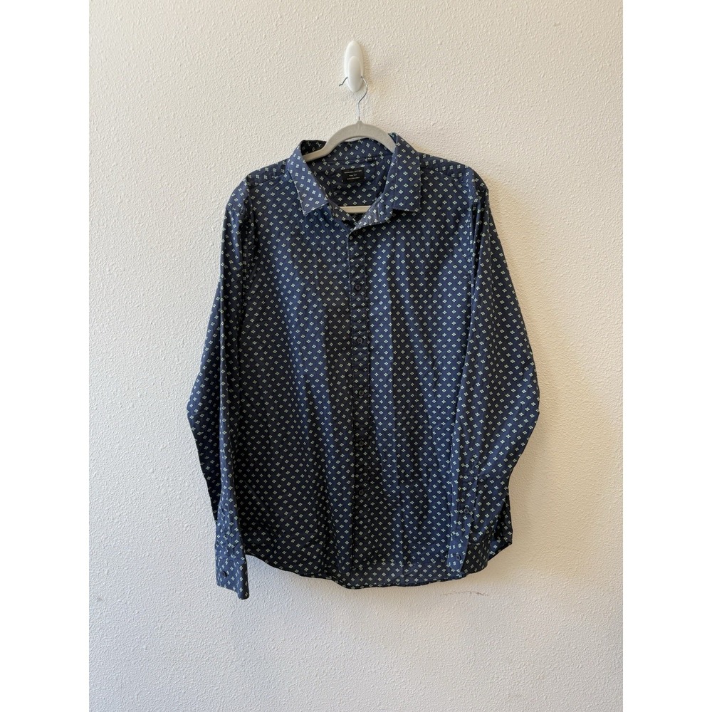 7 Diamonds Verdant Print Button Down Shirt Mens XXL Blue Green 100% Cotton